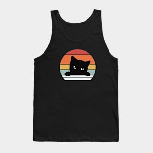 Cute Retro Cat Design Tank Top